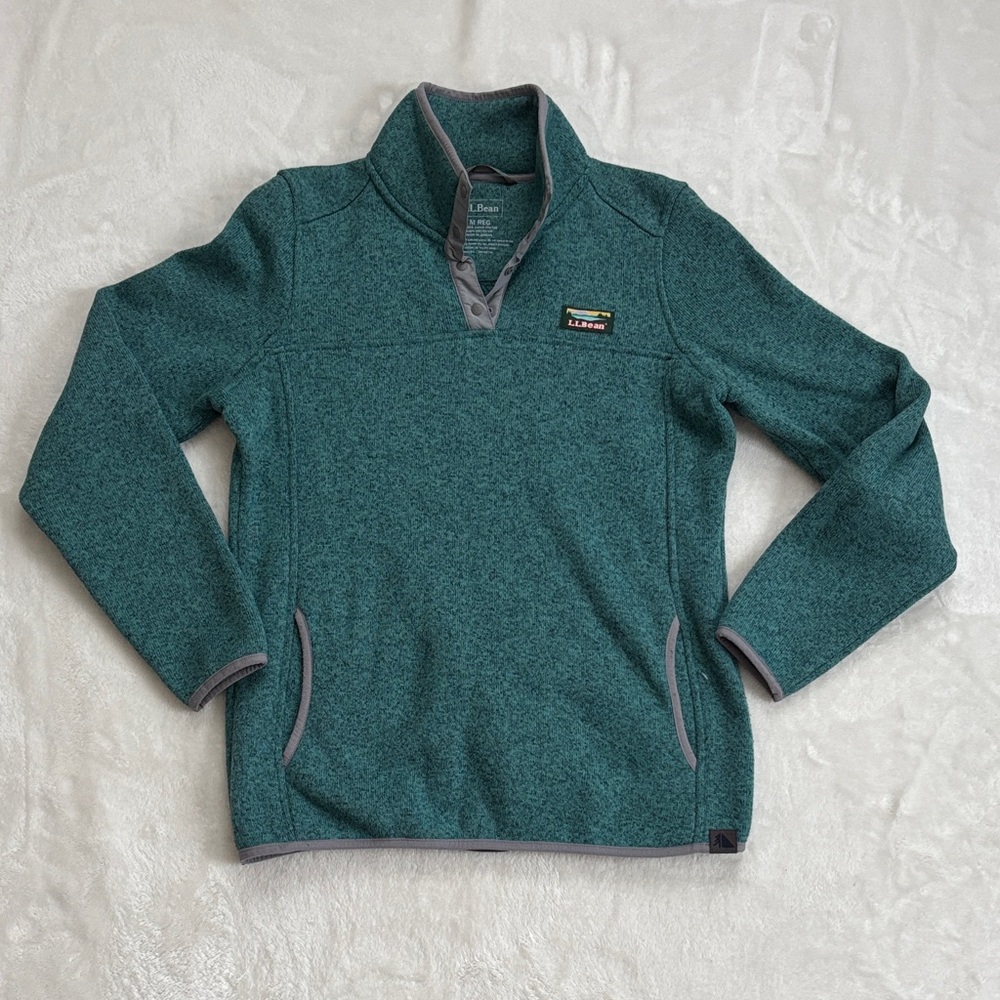 L.L. Bean Teal Quarter-Zip Pullover
